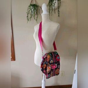 Skidaddle Crossbody Taupe Pink floral BackPack Girls/ Womens Bag lots of pockets